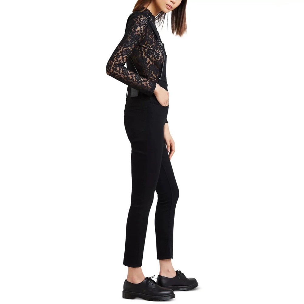 Levi's Black Skinny Denim Jean Overalls Jumpsuit Stretch